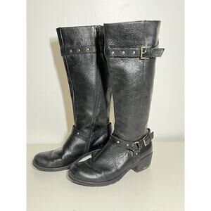 Born BOC EUC Black Leather Cam Tall Leather Western Riding Harness Boot Size 8 M